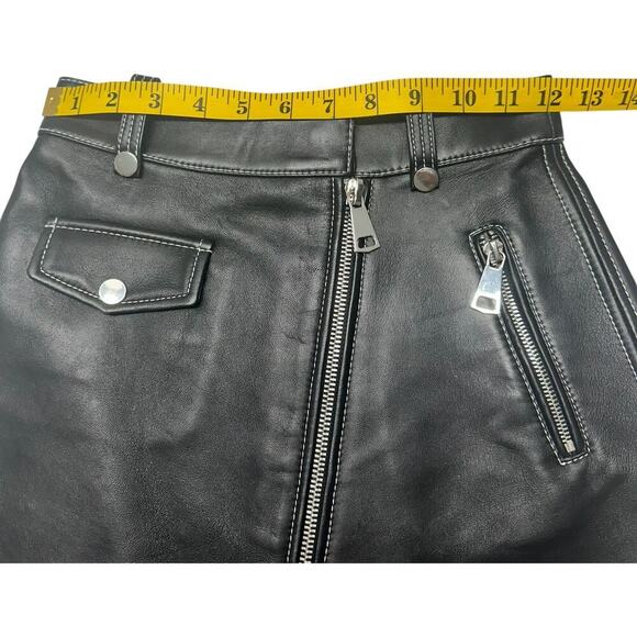 Nwts Maje Jouki Trapeze Black A-Line Belted Leather Mini Skirt (34) - Picture 8 of 15